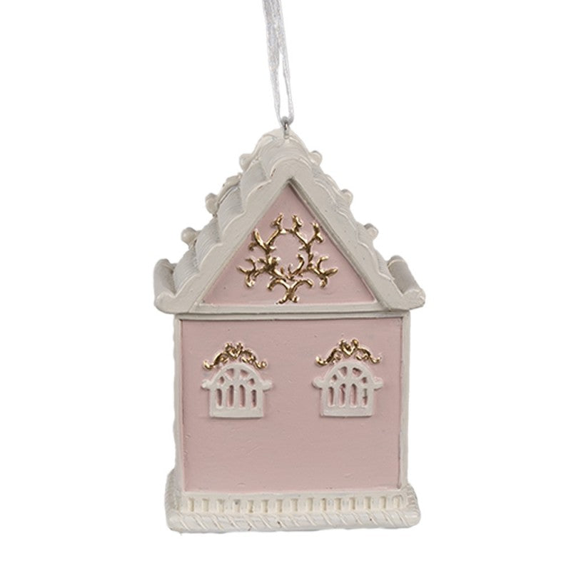 Christmas decoration pink gingerbread house 6x4x9 cm