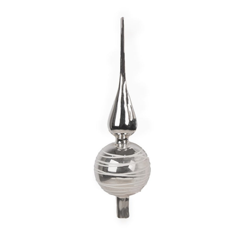 Christmas tree topper 8x31 cm - silver glass