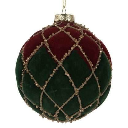 Božična krogla rdeče-zelena 10 cm