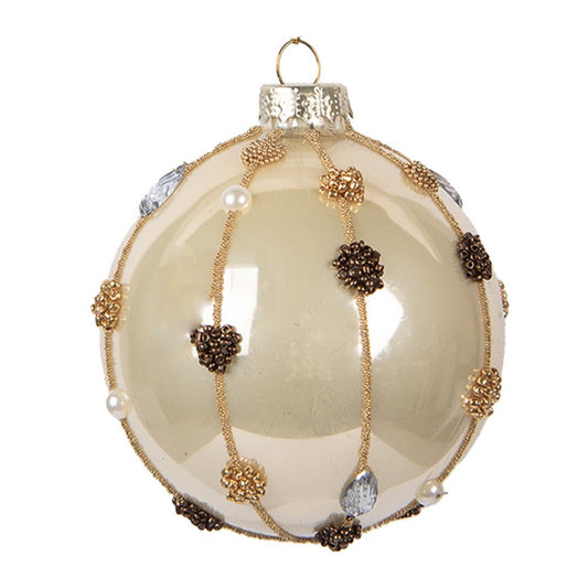 Okrasna krogla 8x8 cm v bež barvi