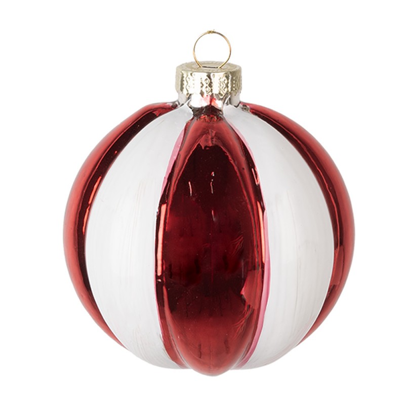 Glass Christmas ball 8×8 cm red-white