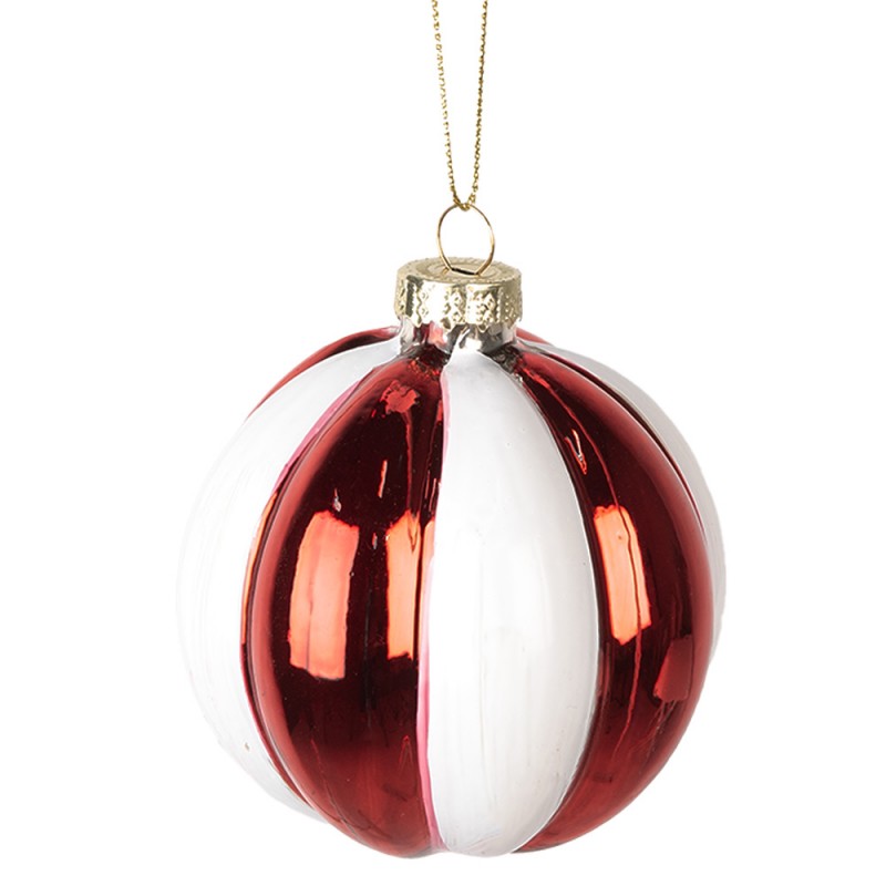 Glass Christmas ball 8×8 cm red-white