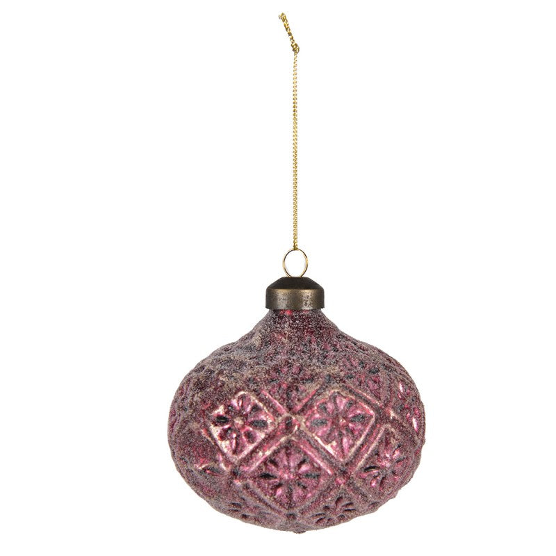 Set of 2 red glass Christmas ornaments 10 cm