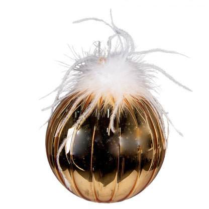 Set of 4 gold-white glass Christmas ornaments 12 cm