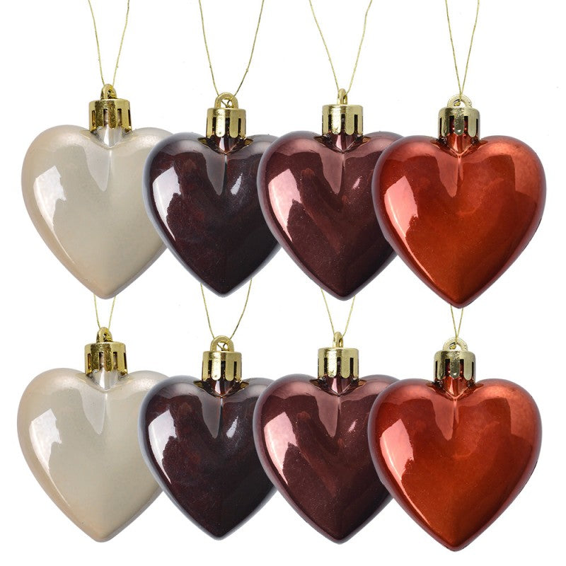 Christmas decorations – Set of 8 hearts 5 cm