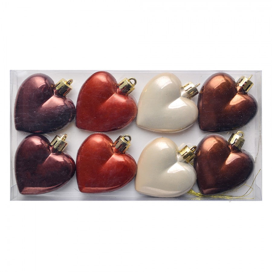 Christmas decorations – Set of 8 hearts 5 cm