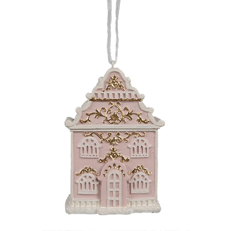 Christmas decoration pink gingerbread house 6x4x9 cm