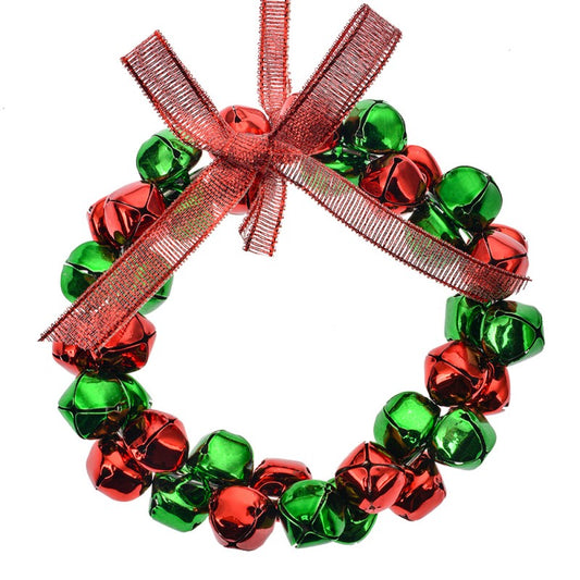 Božični okrasek 11 cm – rdeče-zelen kovinski okrasek 🎄