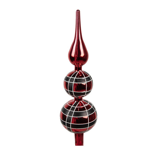 Christmas tree topper 8x30 cm - red glass